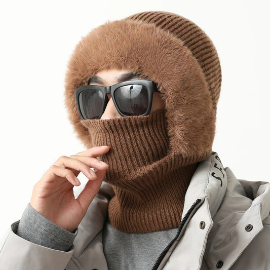 Hot Sale Men Balaclava Hat Full Cover Style Winter Warm Hat Outdoor Windproof Thicken Knit Beanie Hat Winter Warm Cap